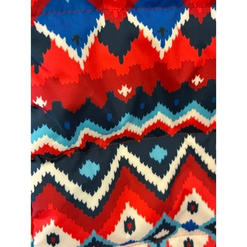 Lands' End Puffer Vest Women 1X Red Blue NWT 600 Fill‎ Power Down Fair Isle
